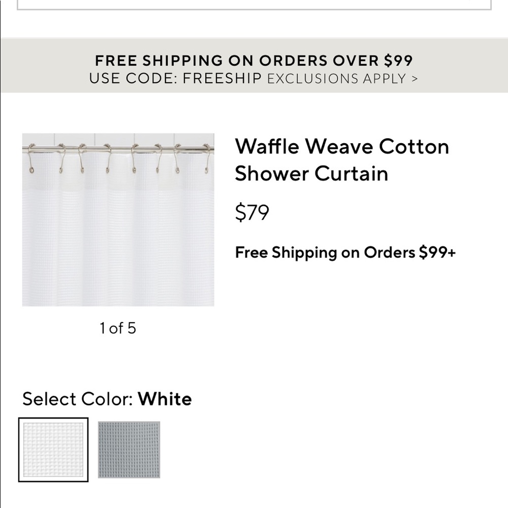 Pottery Barn Waffle Weave Shower Curtain